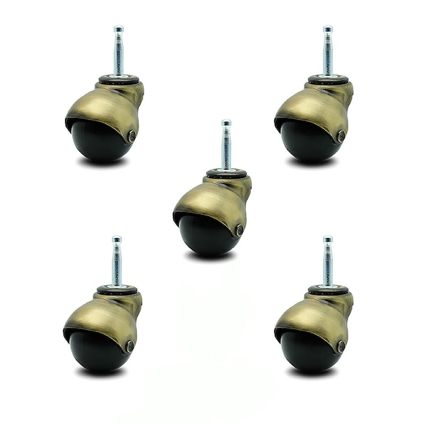 Service Caster 2 Inch Antique Brass Hooded Grip Neck Ball Casters, 5PK SCC-GN01S20-POS-WA-516-5 - main